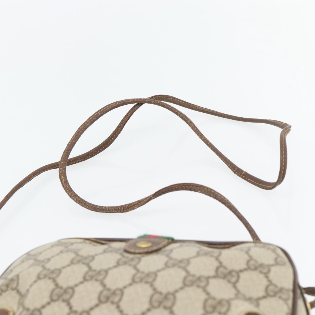 GUCCI GG Supreme Web Sherry Line Bag PVC Beige Gold 156 02 066 Auth 171266