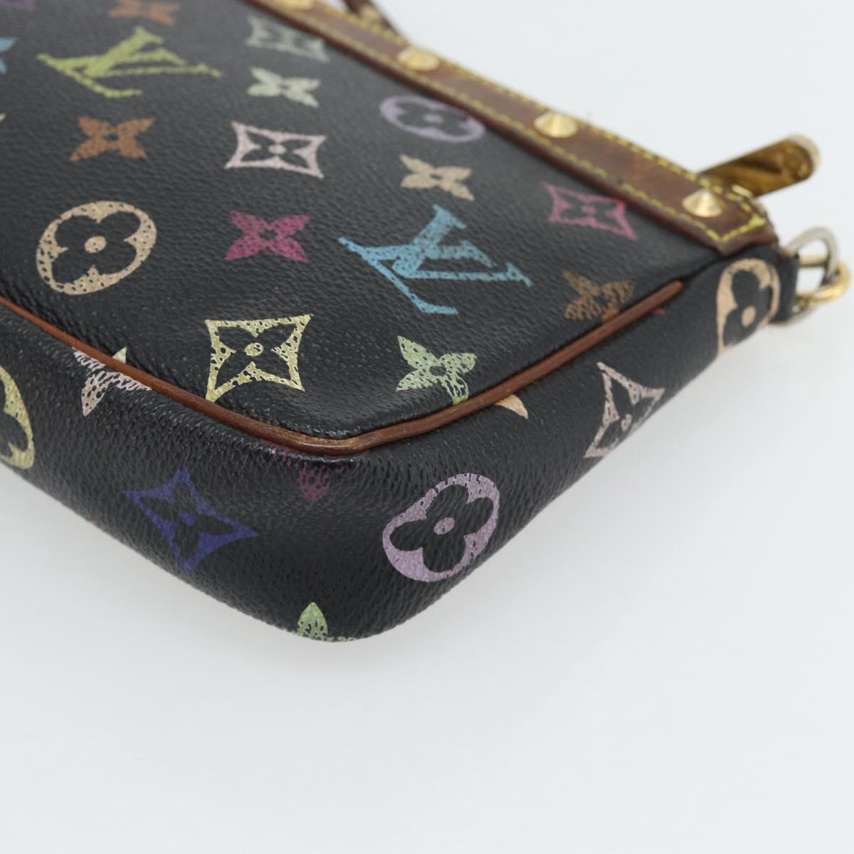 LOUIS VUITTON Multicolor Pochette Accessoires Pouch Black M92648 LV Auth 171272