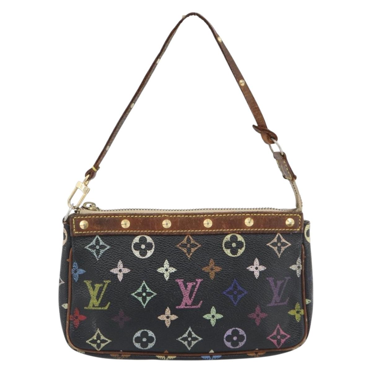 LOUIS VUITTON Multicolor Pochette Accessoires Pouch Black M92648 LV Auth 171272