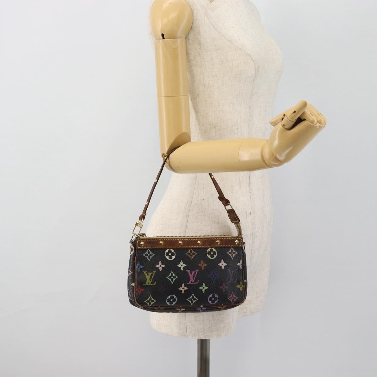 LOUIS VUITTON Multicolor Pochette Accessoires Pouch Black M92648 LV Auth 171272