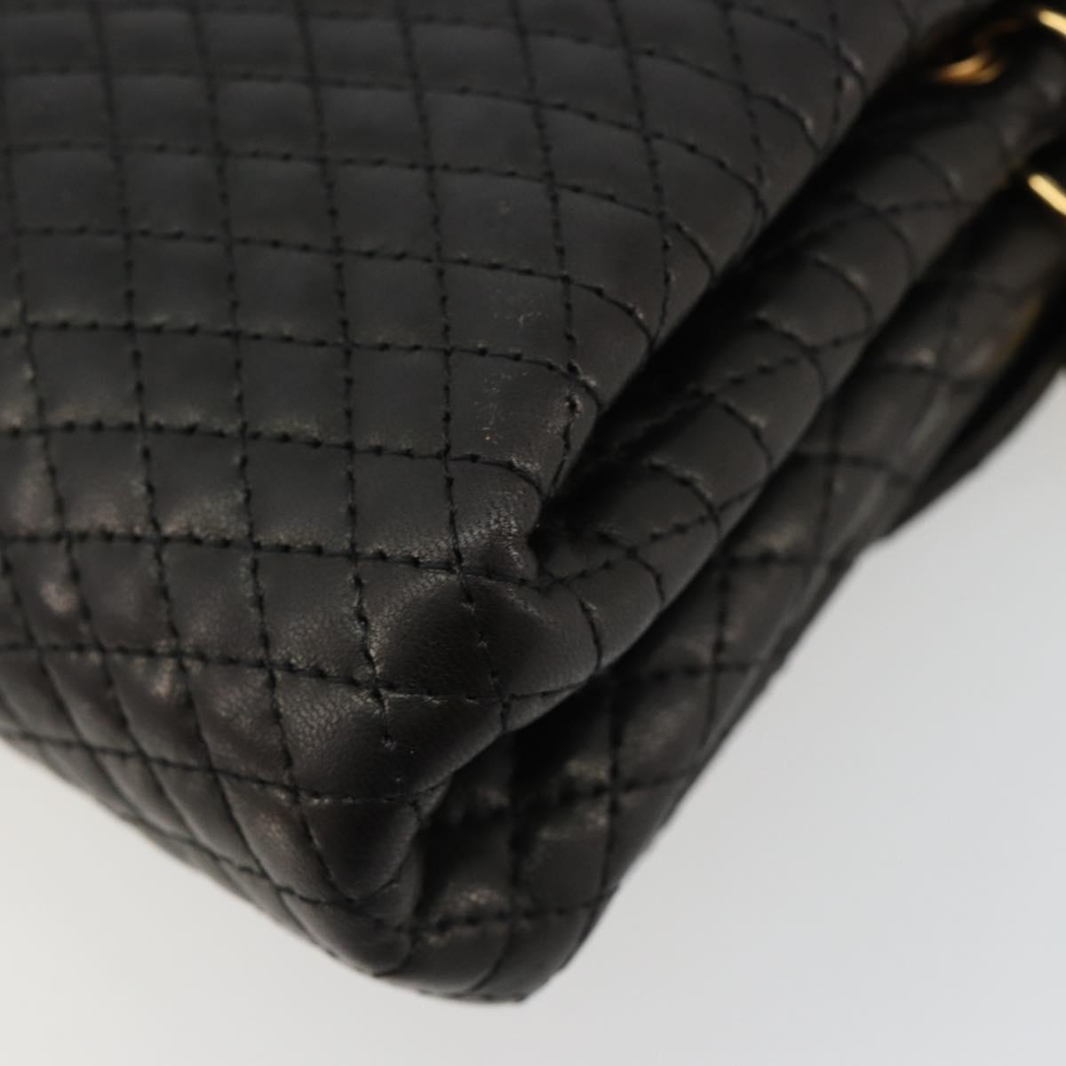 BALLY Chain Shoulder Bag Leather Black Gold Auth 171275