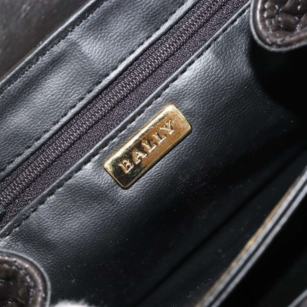 BALLY Chain Shoulder Bag Leather Black Gold Auth 171275