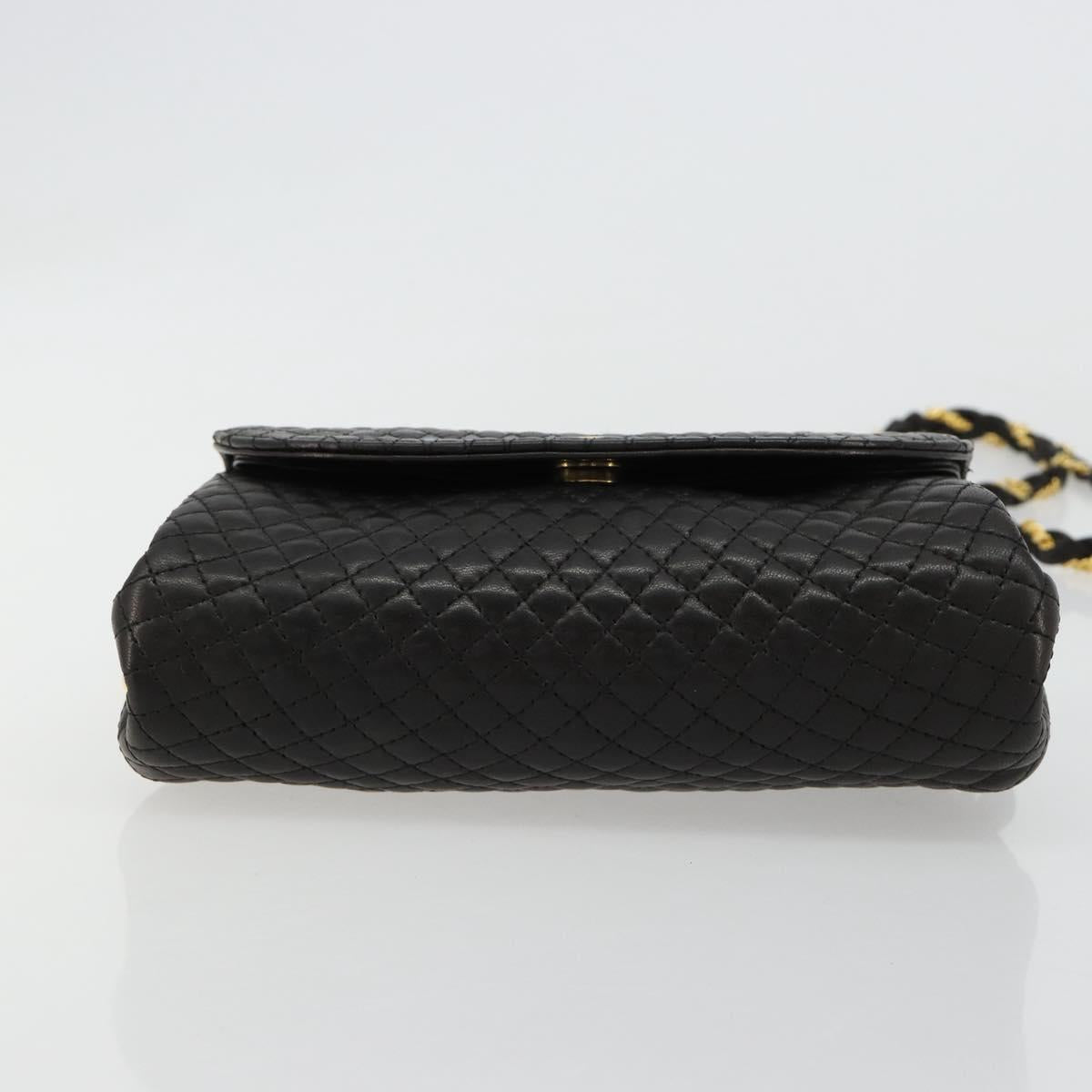 BALLY Chain Shoulder Bag Leather Black Gold Auth 171275