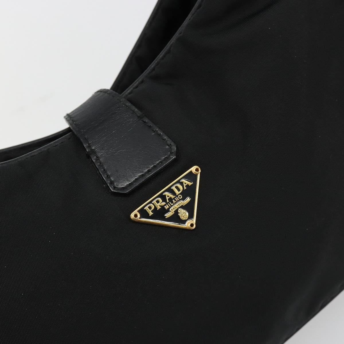 PRADA Accessory Pouch Nylon Black Gold Auth 171277