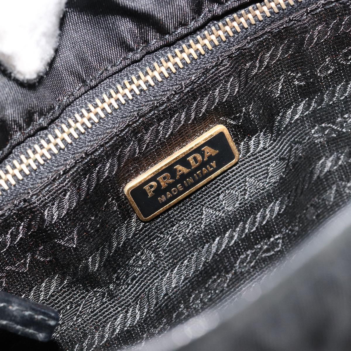 PRADA Accessory Pouch Nylon Black Gold Auth 171277