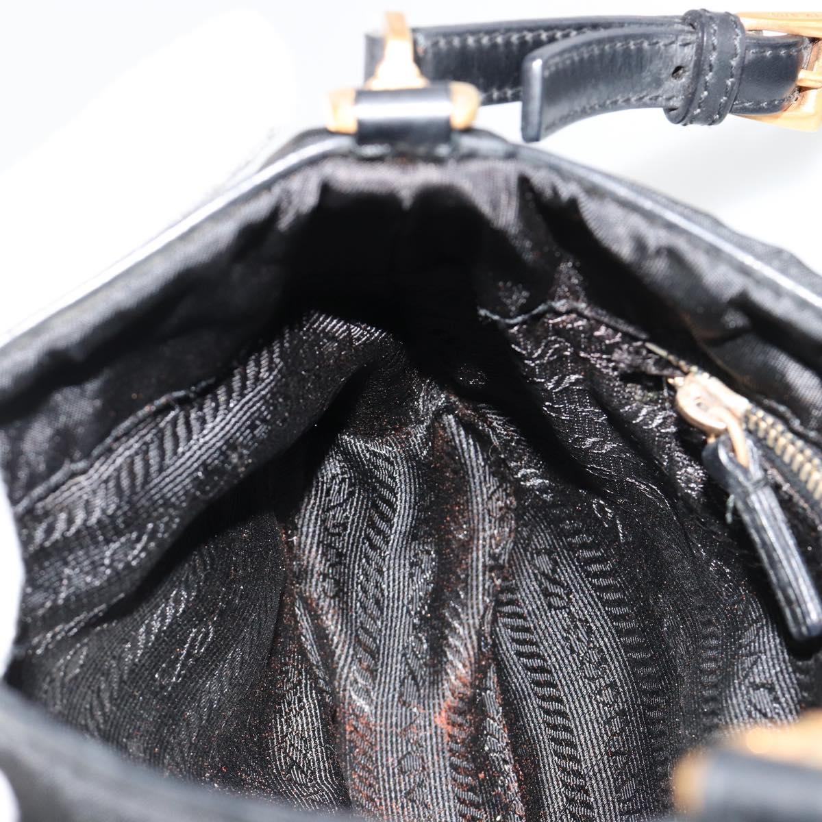 PRADA Accessory Pouch Nylon Black Gold Auth 171277