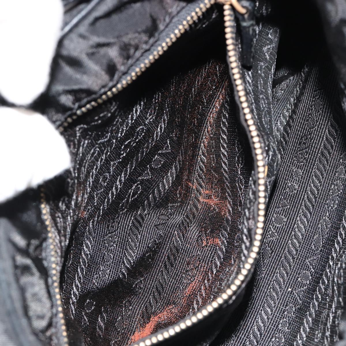 PRADA Accessory Pouch Nylon Black Gold Auth 171277