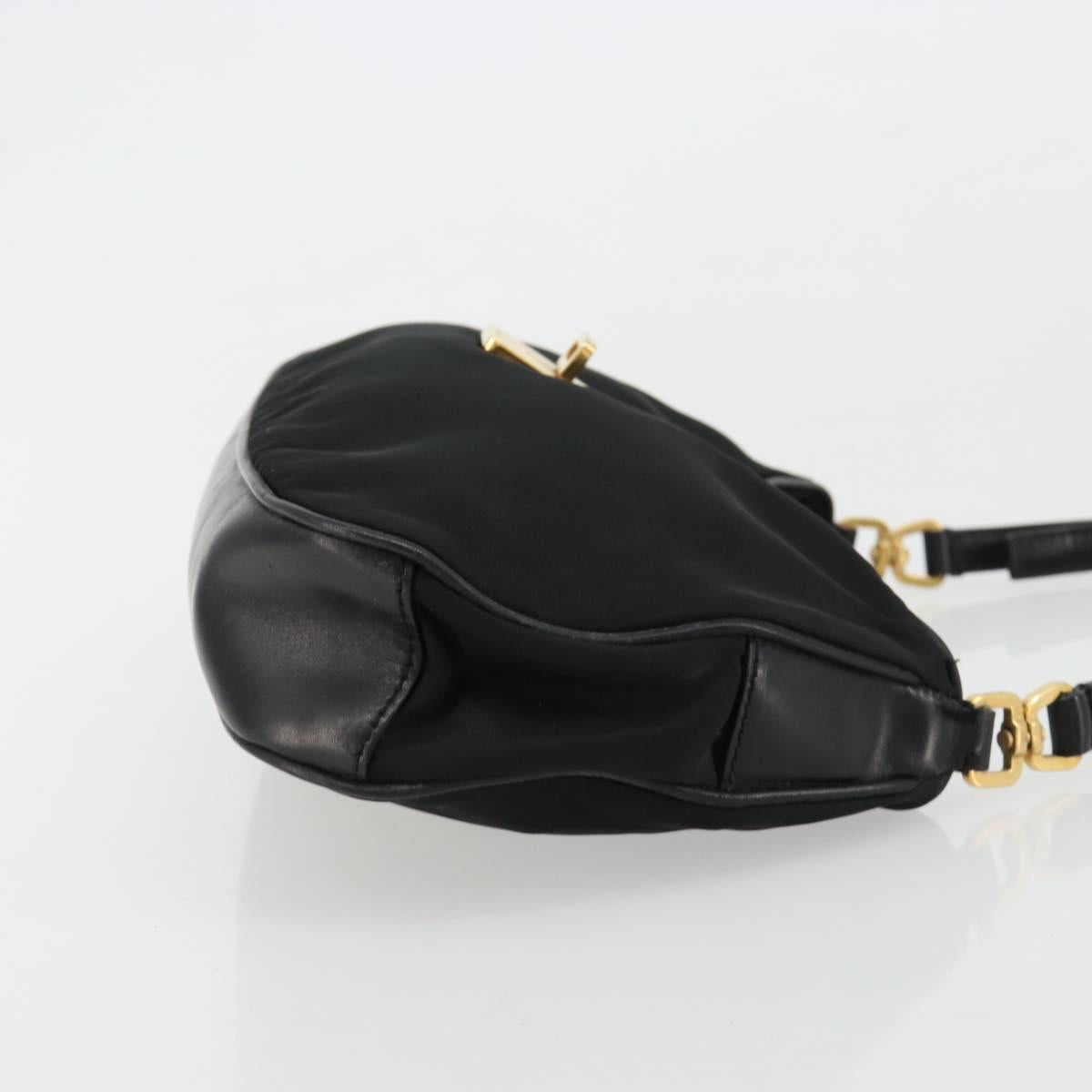PRADA Accessory Pouch Nylon Black Gold Auth 171277
