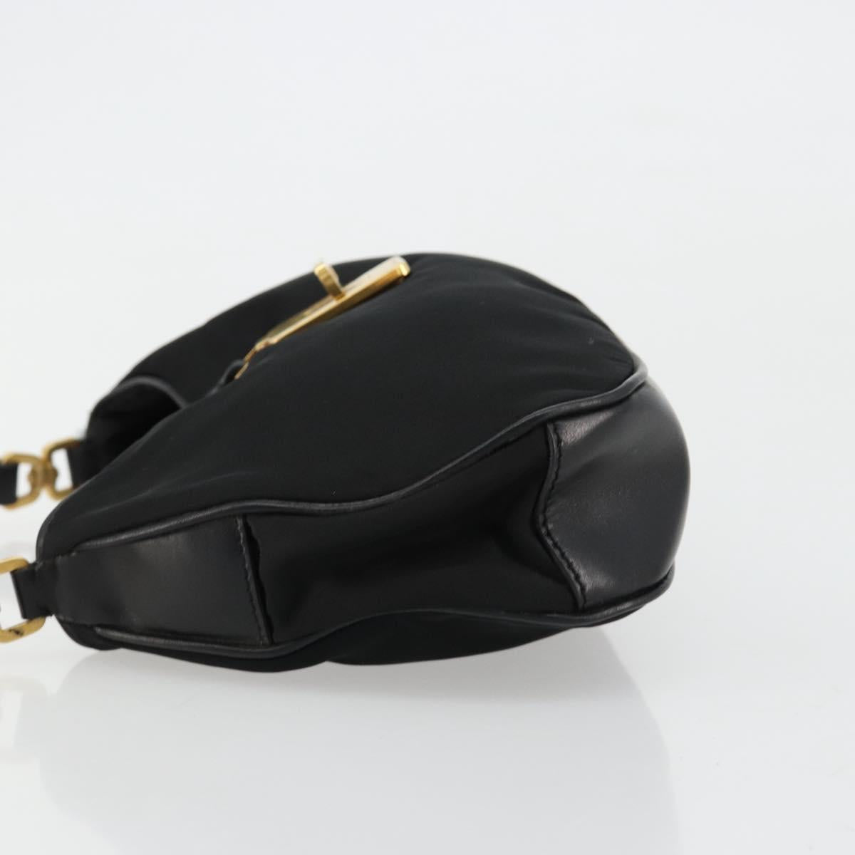 PRADA Accessory Pouch Nylon Black Gold Auth 171277