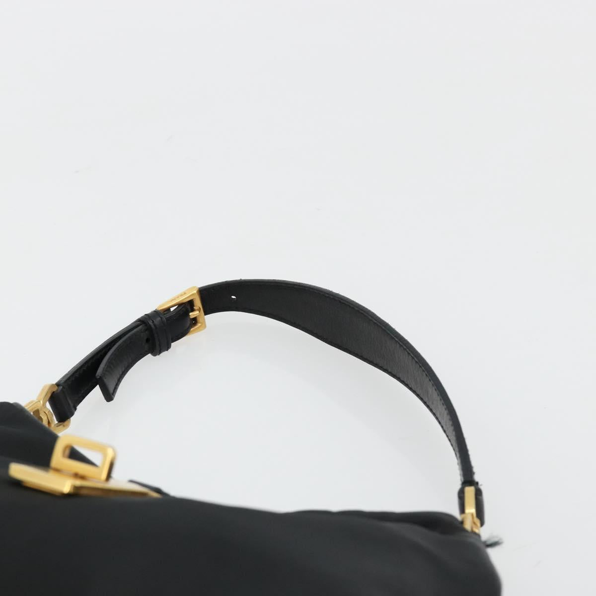 PRADA Accessory Pouch Nylon Black Gold Auth 171277