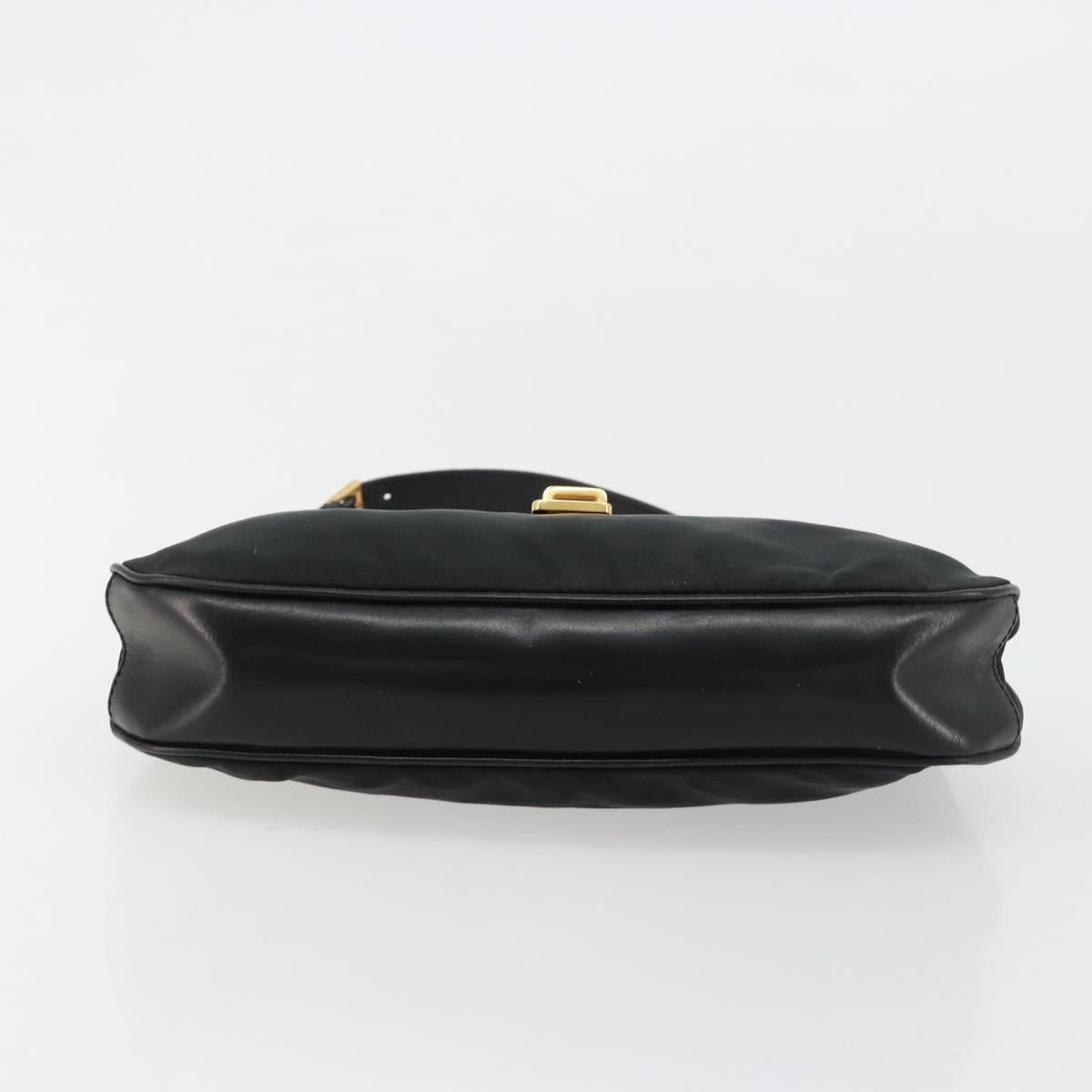 PRADA Accessory Pouch Nylon Black Gold Auth 171277