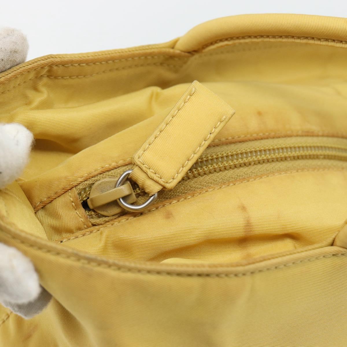 PRADA Tote Bag Nylon Yellow Silver Auth 171278