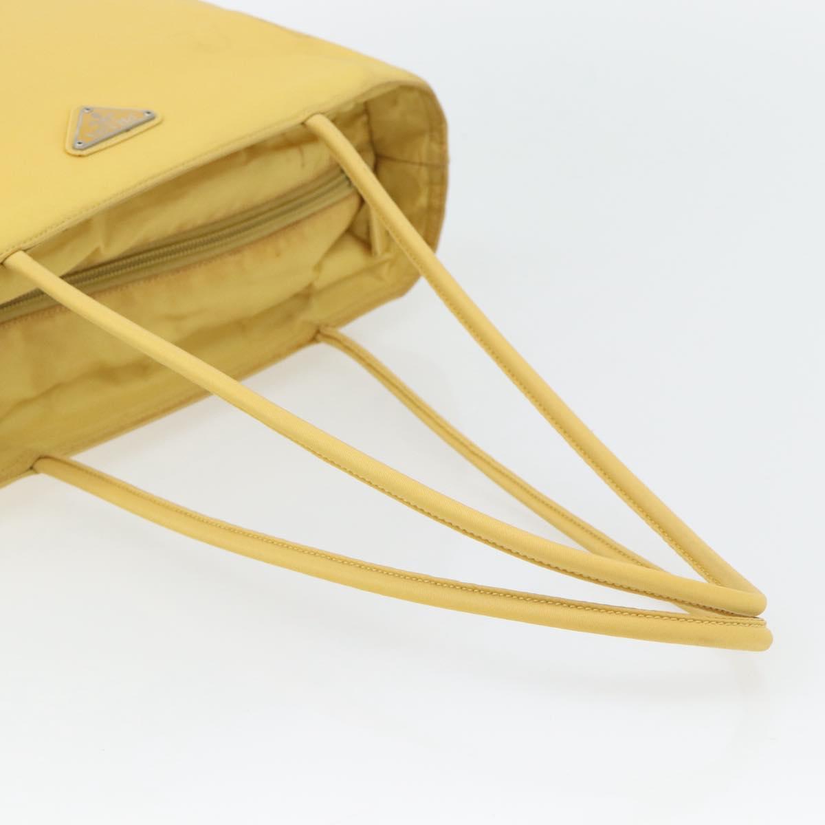 PRADA Tote Bag Nylon Yellow Silver Auth 171278