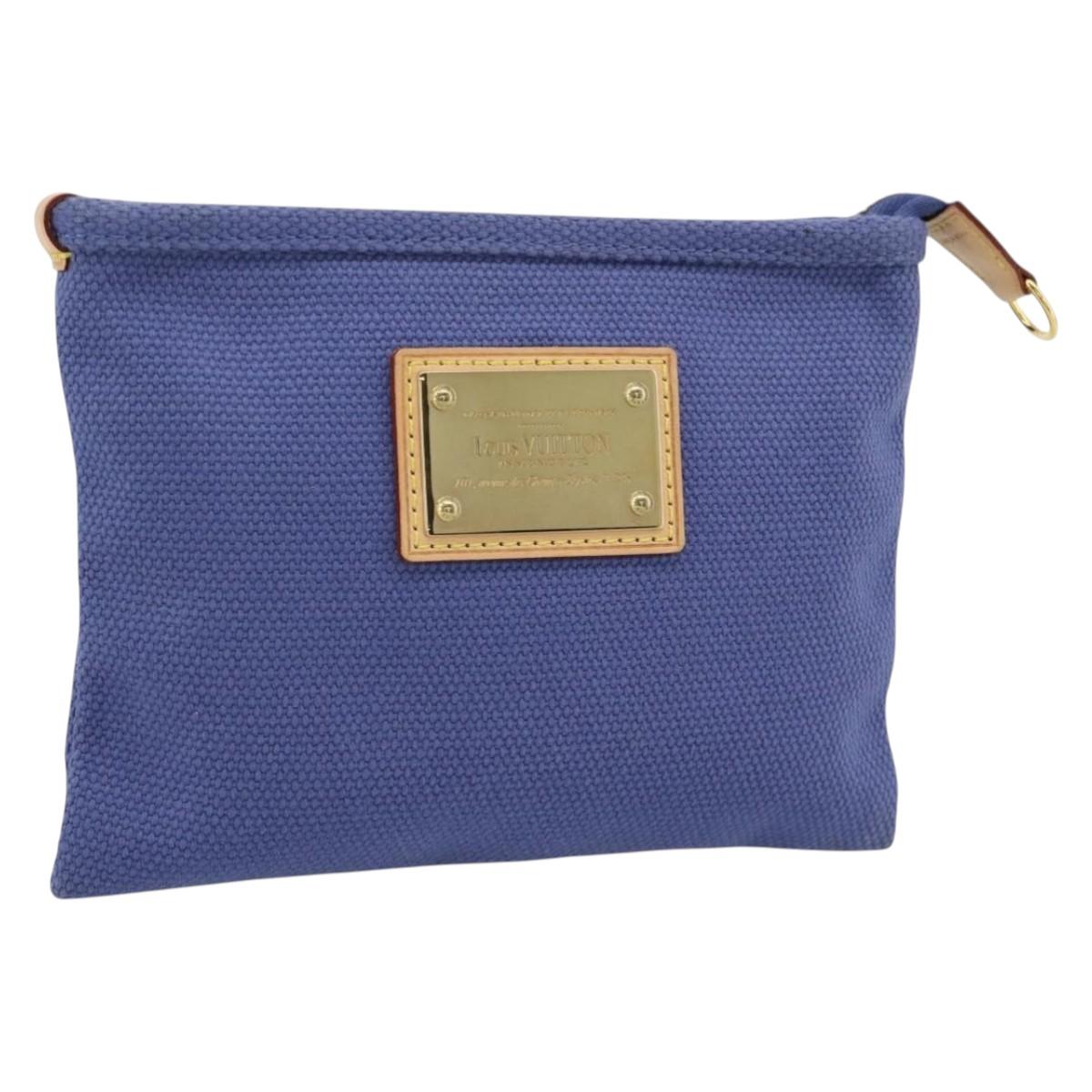 LOUIS VUITTON Antigua Pochette Platt PM Pouch Blue M40070 LV Auth 171279V