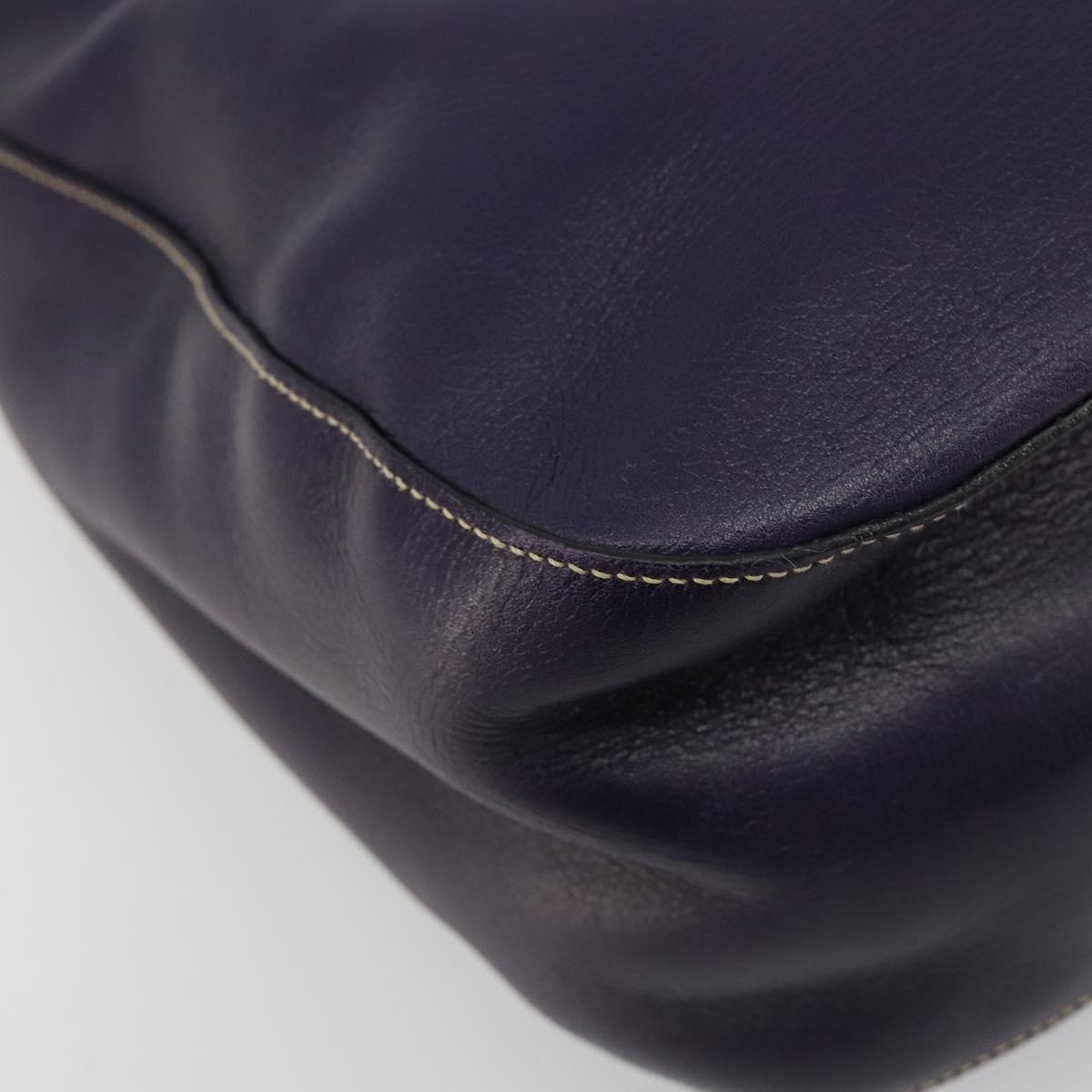 PRADA Chain Shoulder Bag Leather Purple Gold Auth 171280V