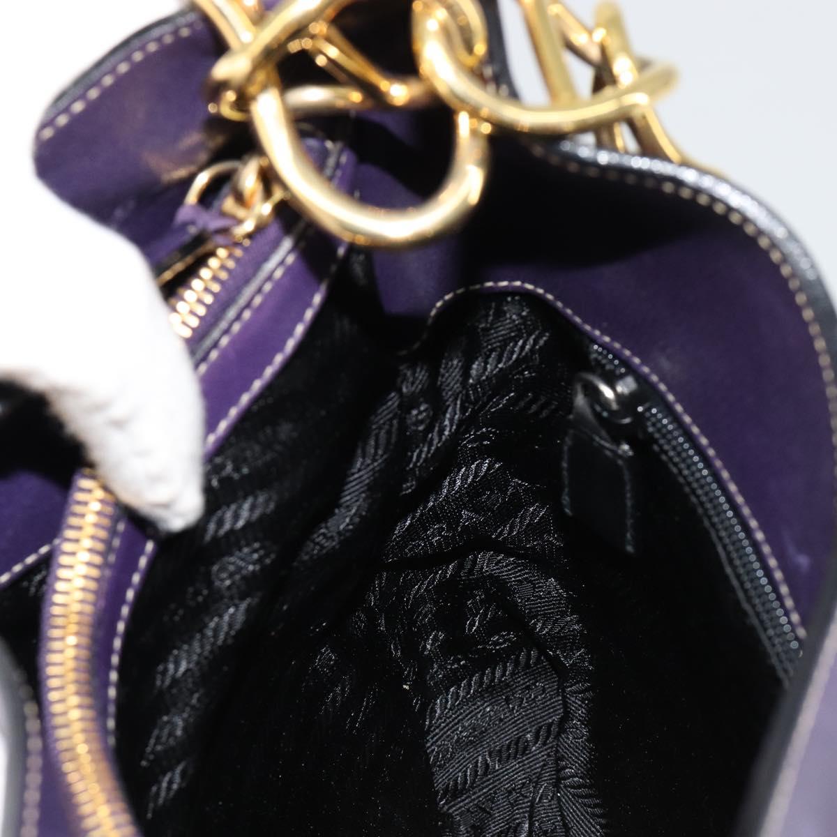 PRADA Chain Shoulder Bag Leather Purple Gold Auth 171280V