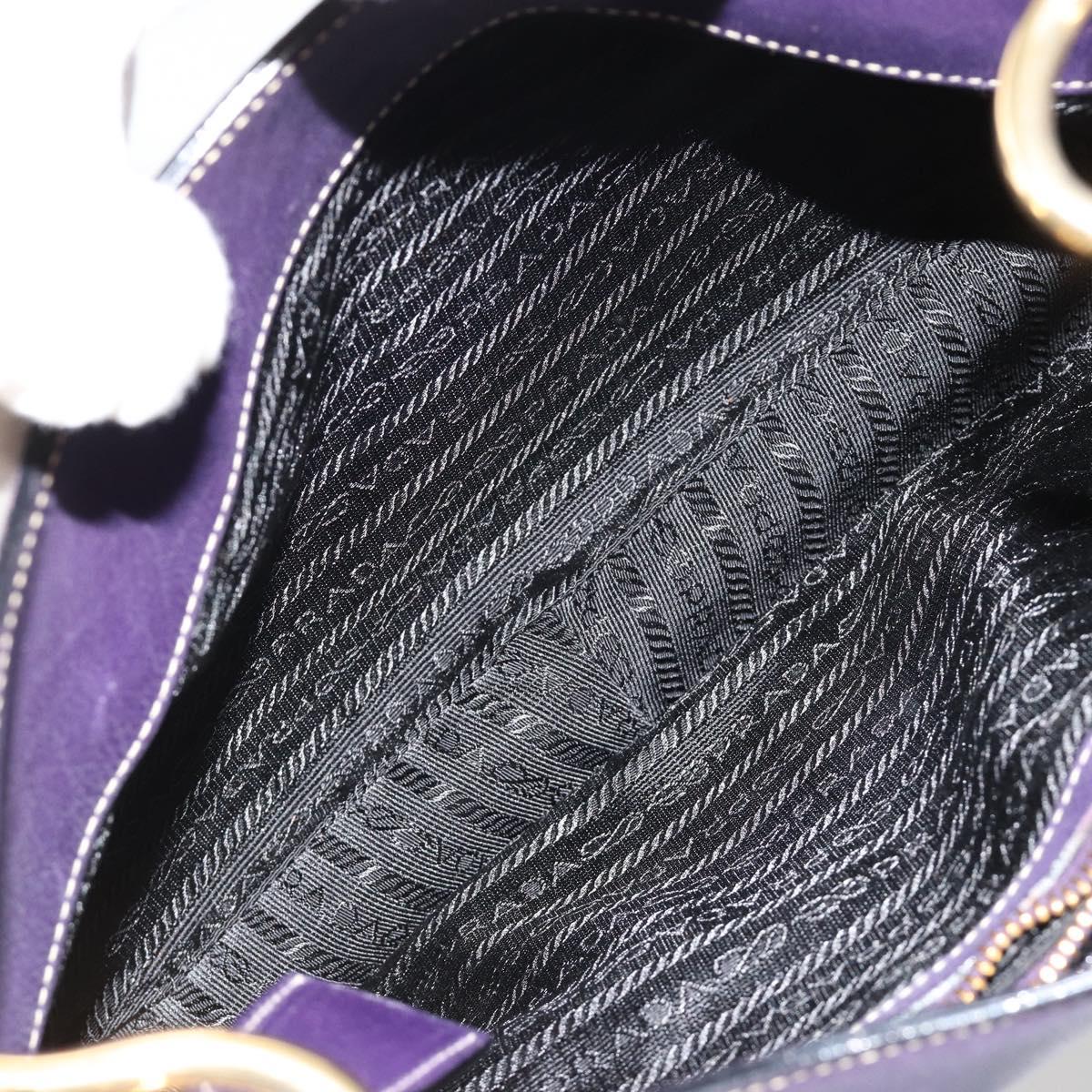 PRADA Chain Shoulder Bag Leather Purple Gold Auth 171280V
