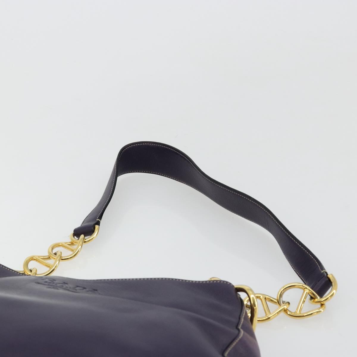 PRADA Chain Shoulder Bag Leather Purple Gold Auth 171280V