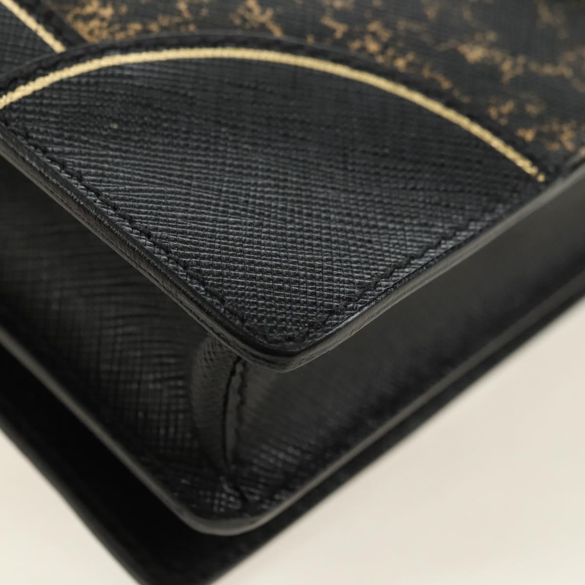 PRADA Shoulder Bag Safiano leather Black Gold Auth 171281V