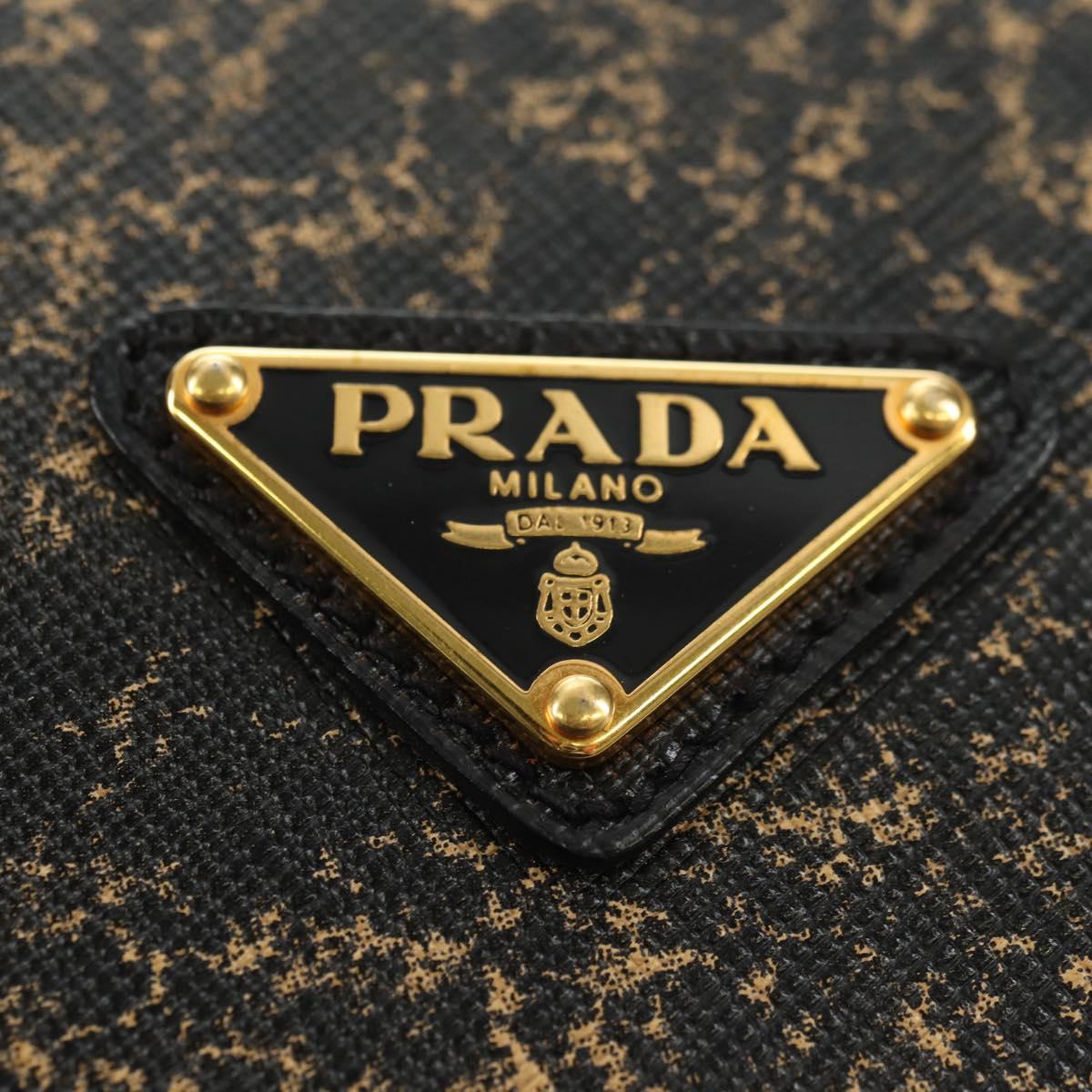 PRADA Shoulder Bag Safiano leather Black Gold Auth 171281V