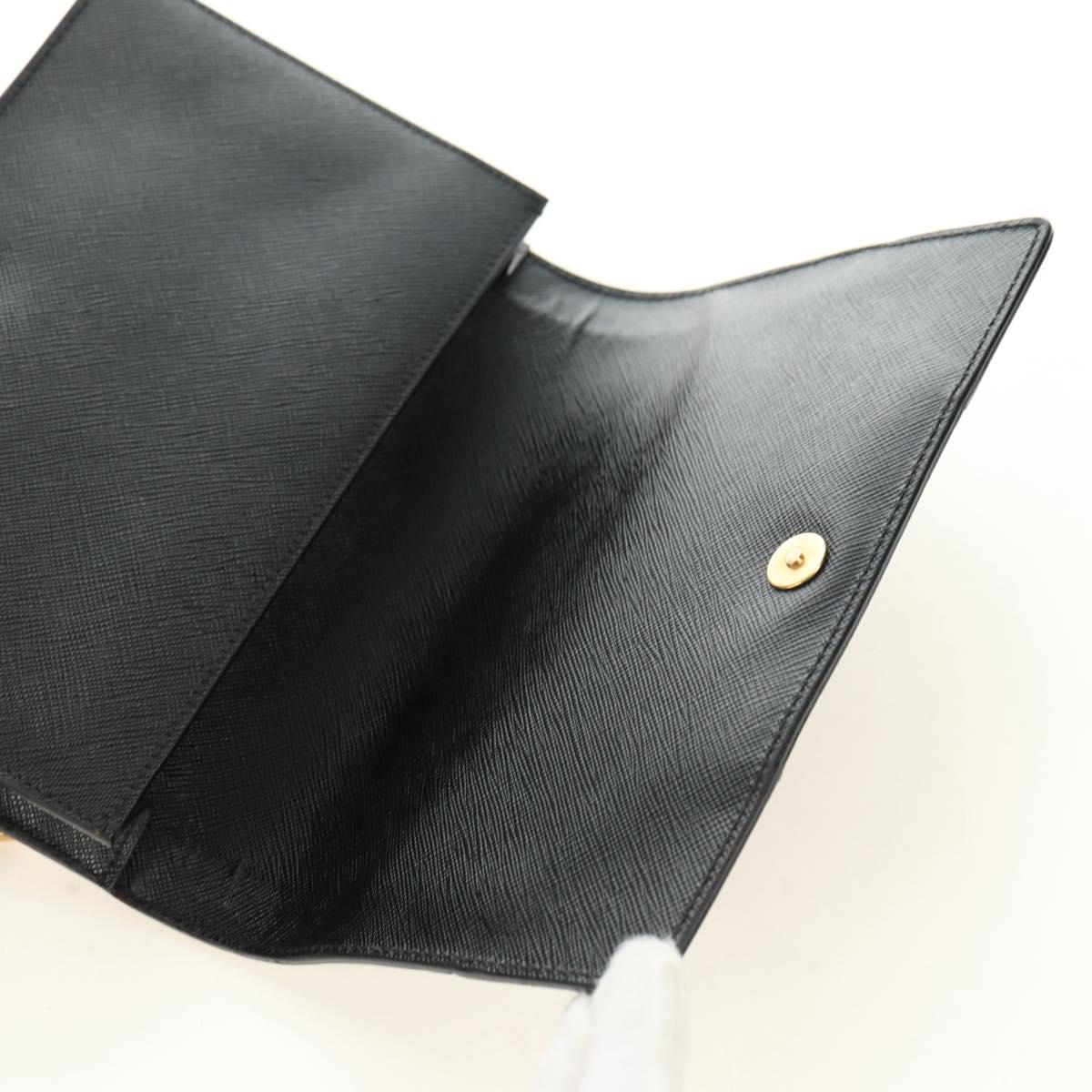 PRADA Shoulder Bag Safiano leather Black Gold Auth 171281V