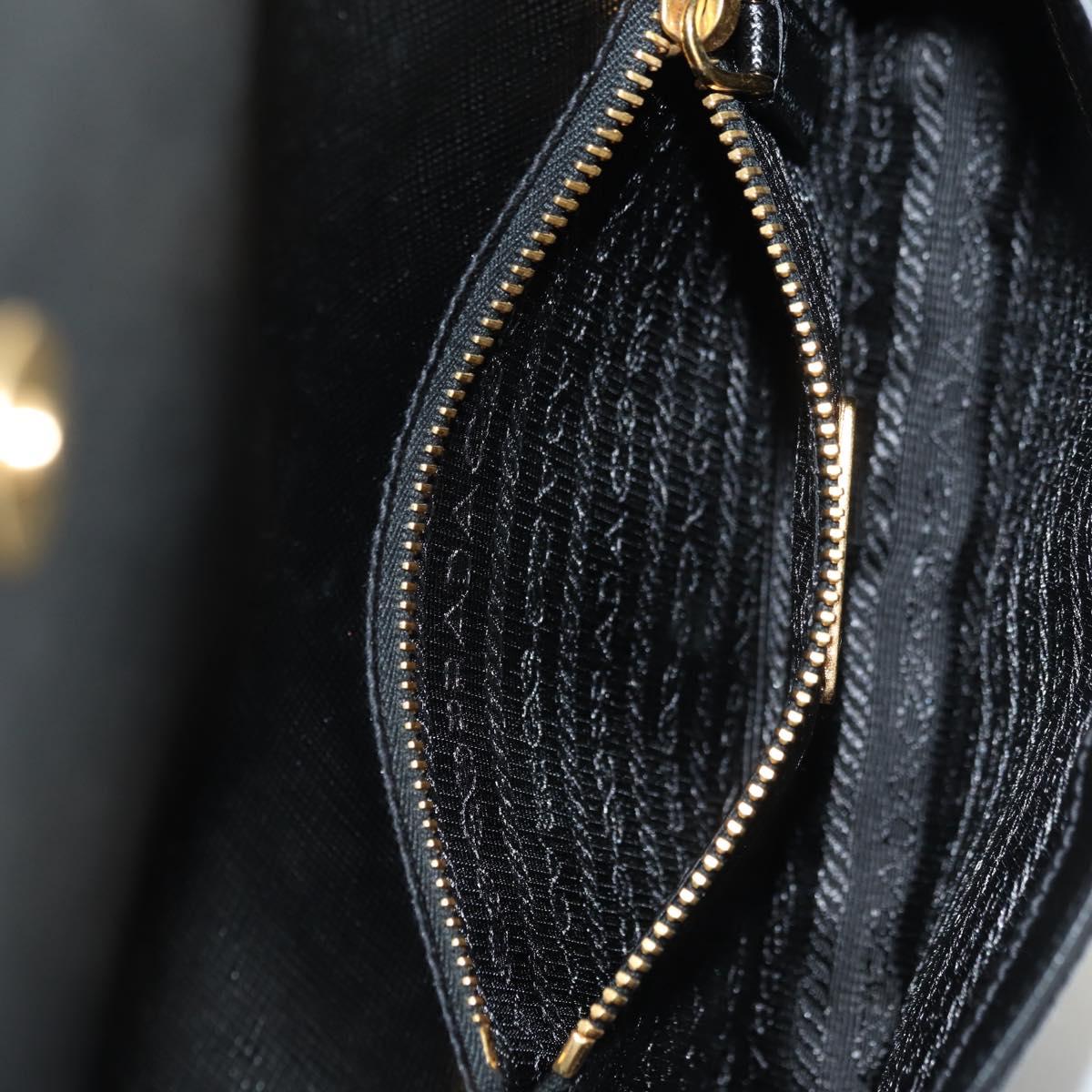PRADA Shoulder Bag Safiano leather Black Gold Auth 171281V