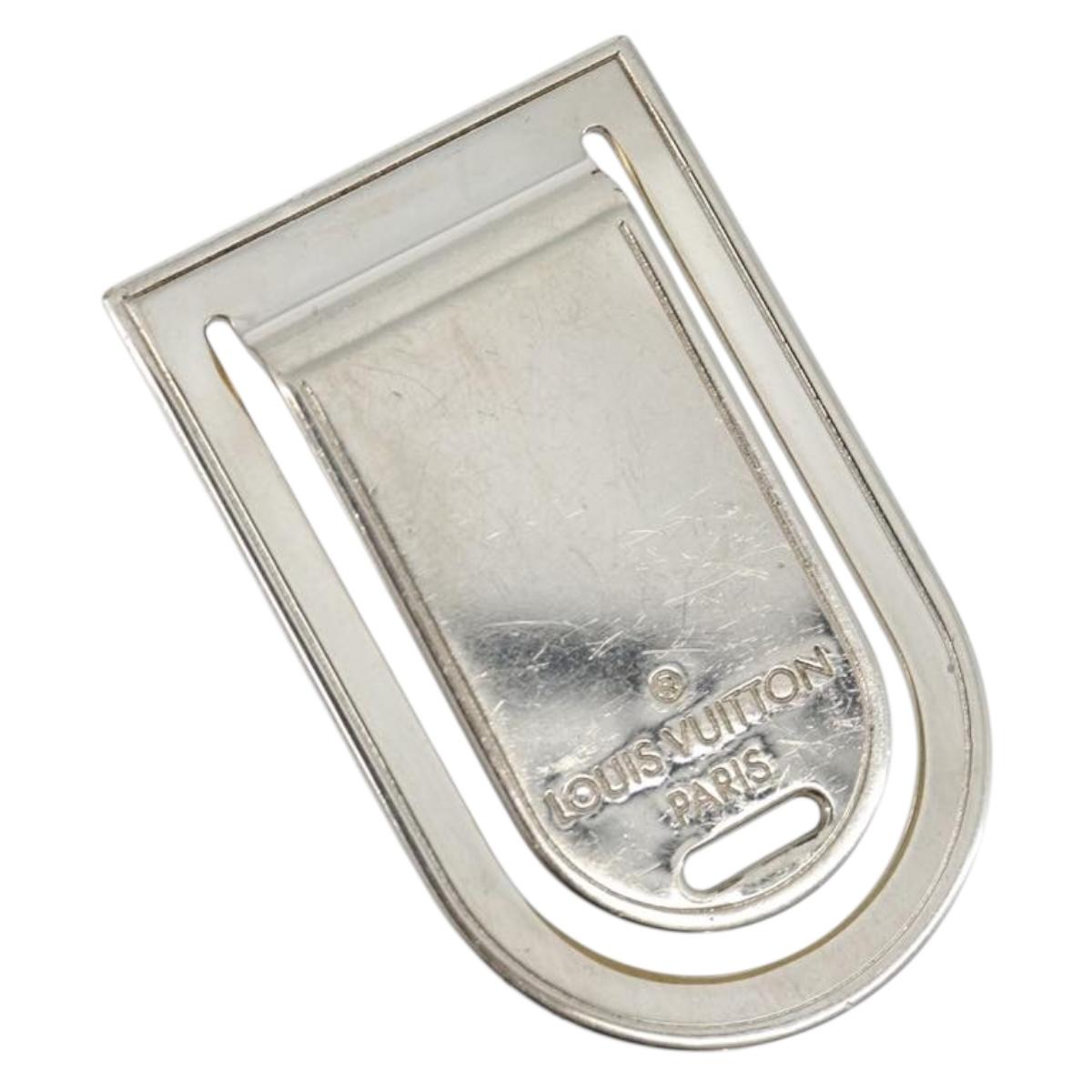 LOUIS VUITTON Pansavie Porto Address Money Clip Metal Silver M64691 Auth 171287