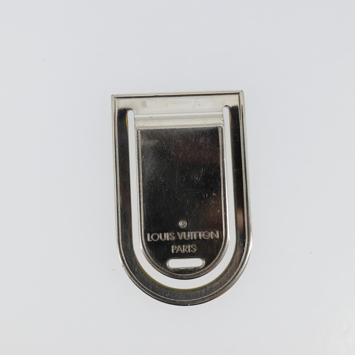 LOUIS VUITTON Pansavie Porto Address Money Clip Metal Silver M64691 Auth 171287