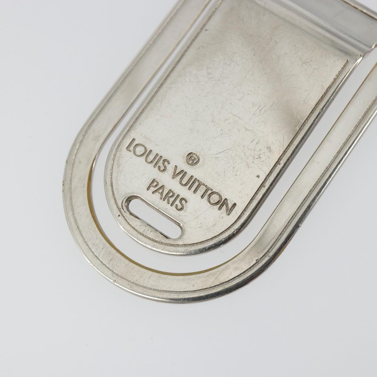 LOUIS VUITTON Pansavie Porto Address Money Clip Metal Silver M64691 Auth 171287