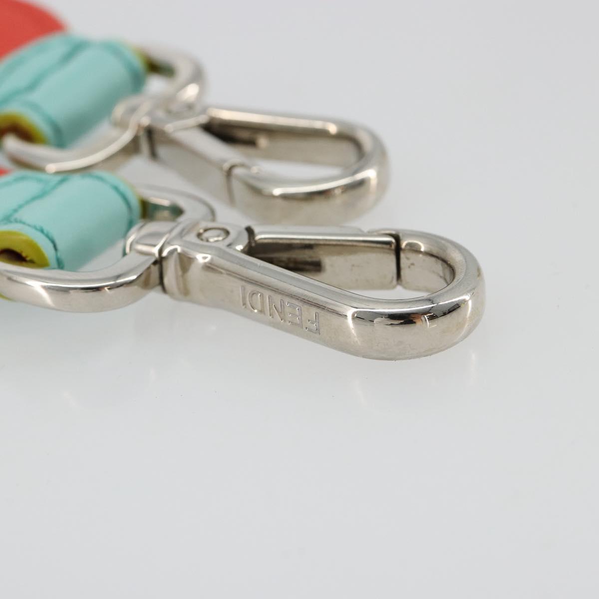 FENDI Leather Shoulder Strap 35.4"" Light Blue Silver Auth 171288V