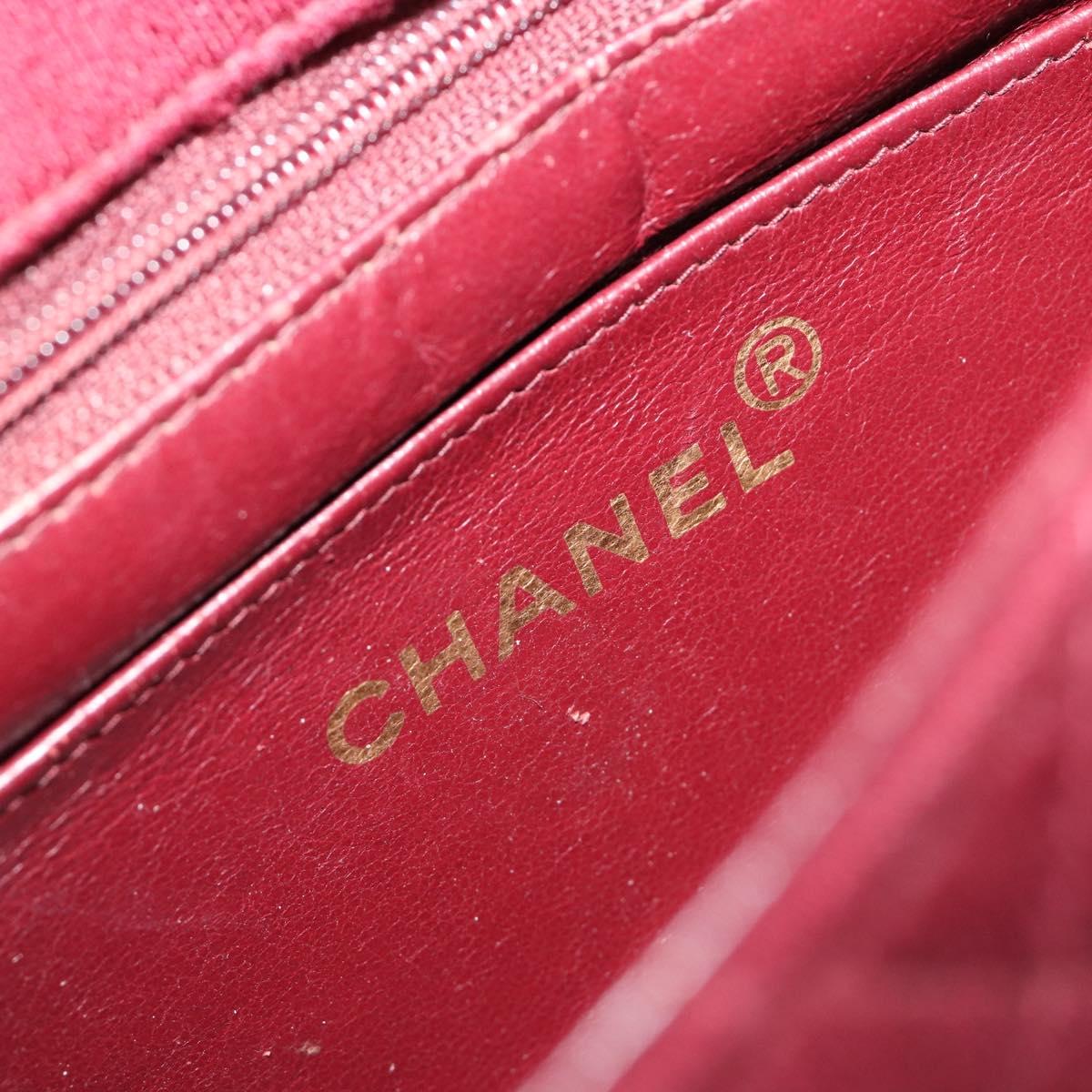 CHANEL Matelasse Chain Shoulder Bag Cotton Bordeaux Gold CC Auth 171294