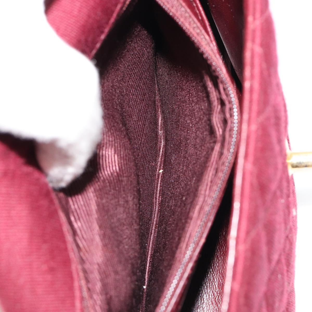 CHANEL Matelasse Chain Shoulder Bag Cotton Bordeaux Gold CC Auth 171294