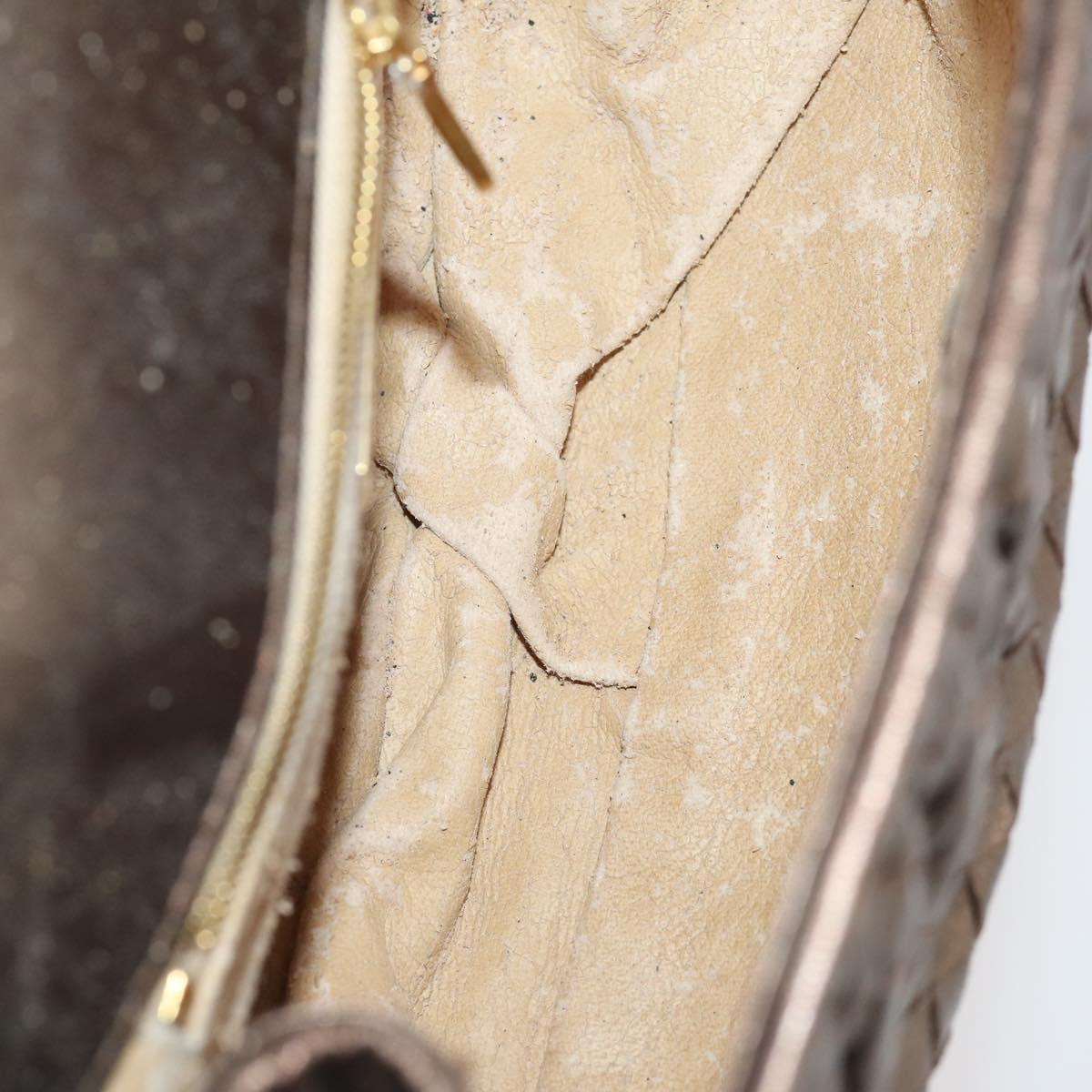 BOTTEGA VENETA INTRECCIATO Hand Bag Leather Bronze Gold Auth 171296