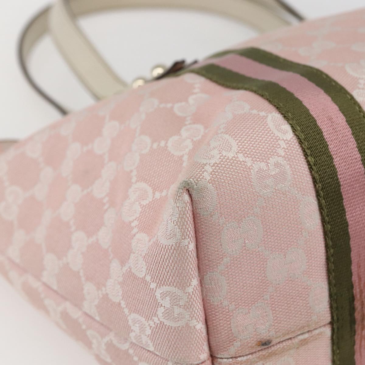 GUCCI GG Canvas Sherry Line Tote Bag Pink Gold 137396 Auth 171318