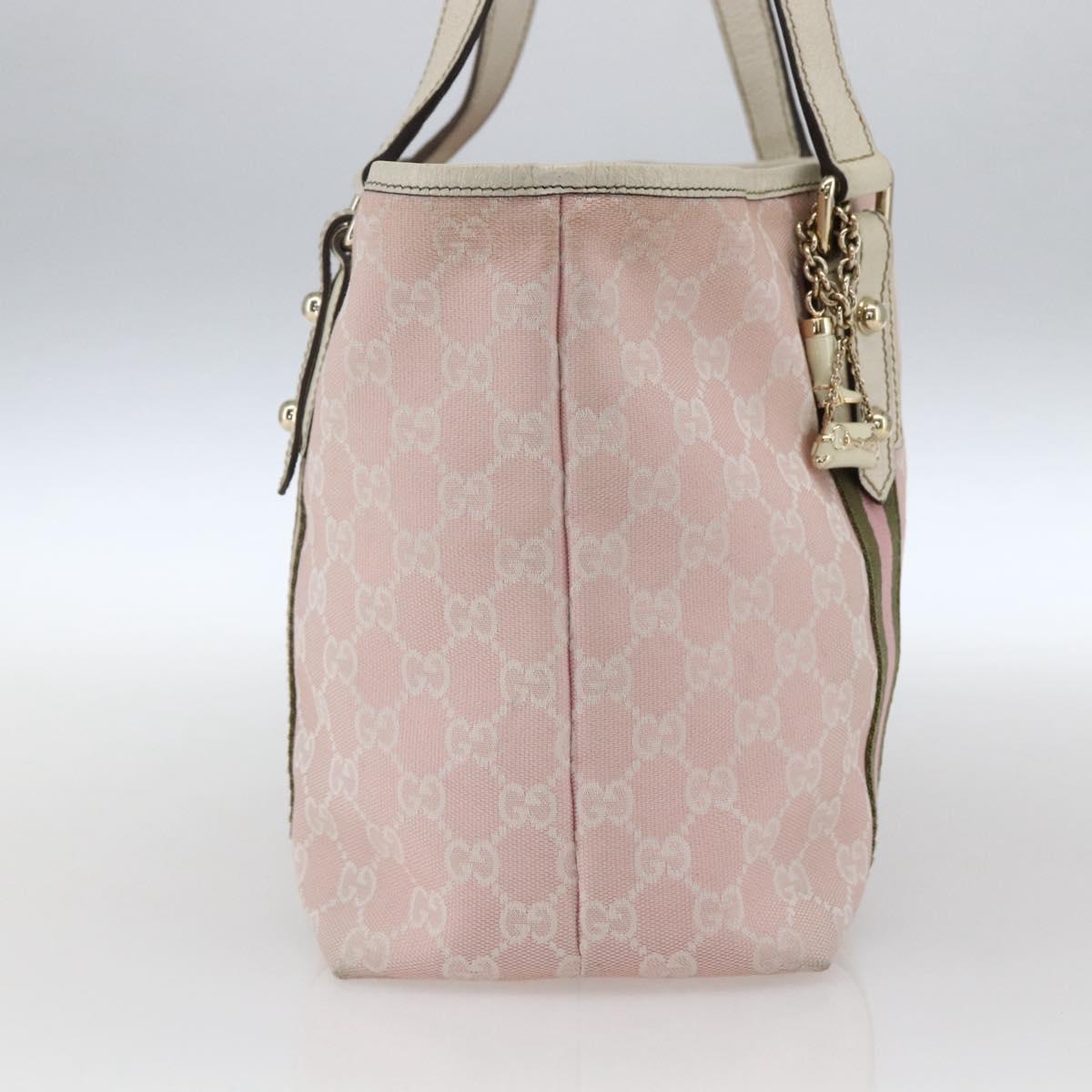 GUCCI GG Canvas Sherry Line Tote Bag Pink Gold 137396 Auth 171318