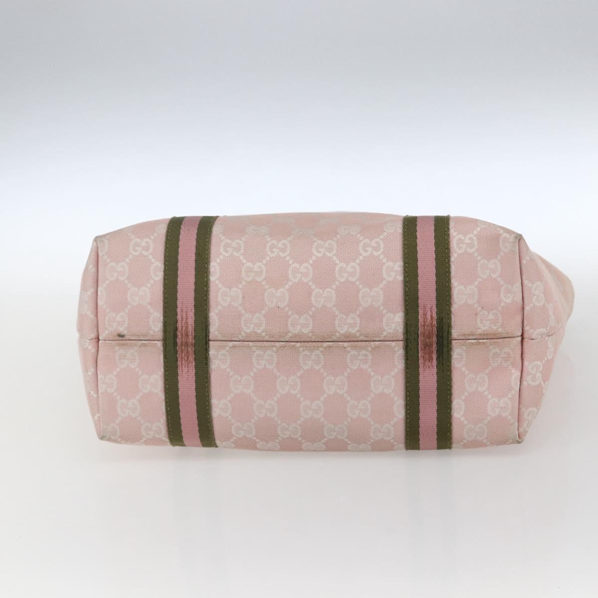 GUCCI GG Canvas Sherry Line Tote Bag Pink Gold 137396 Auth 171318