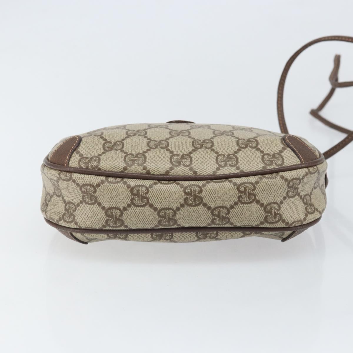 GUCCI GG Supreme Web Sherry Line Bag PVC Beige Gold 156 02 066 Auth 171353