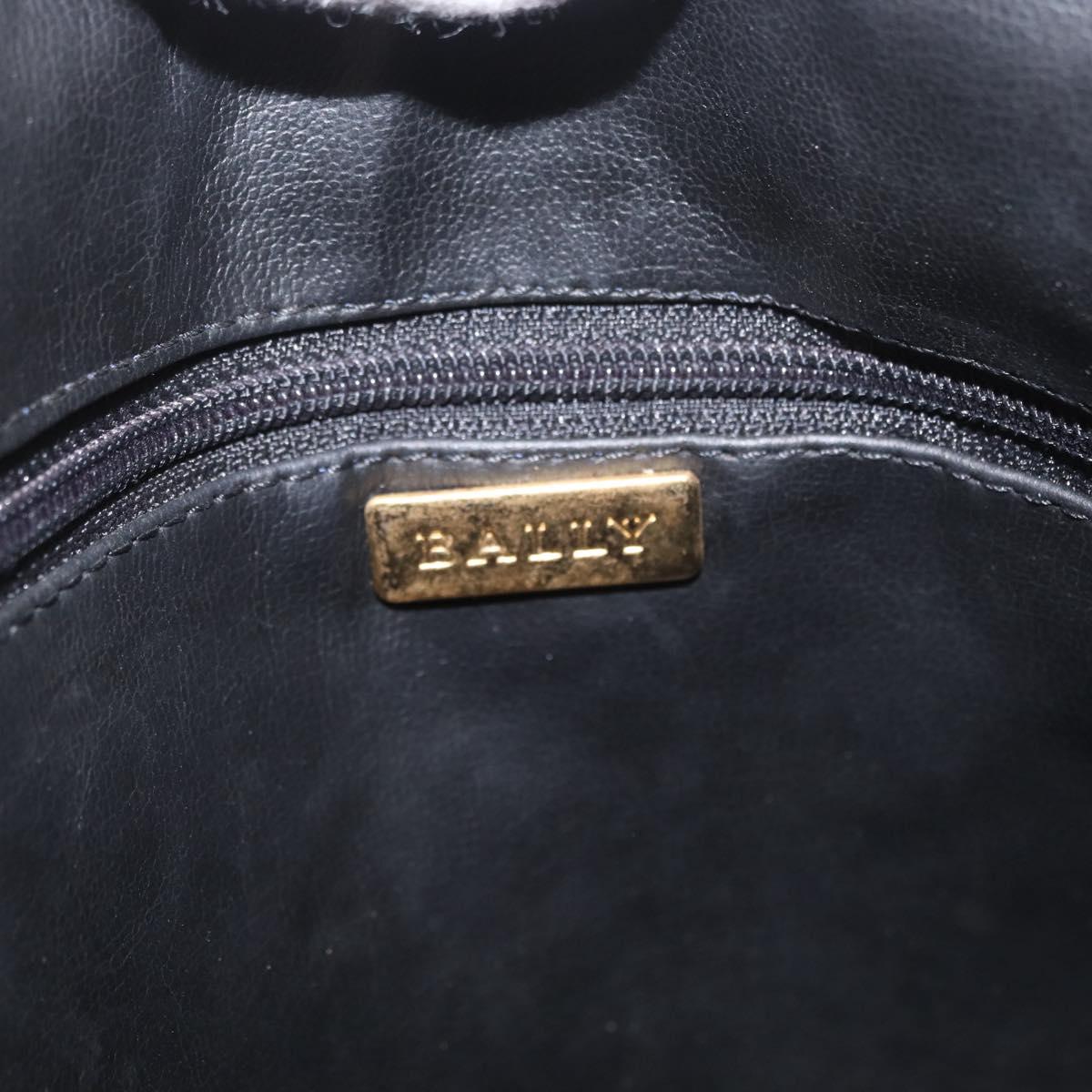 BALLY Chain Shoulder Bag Leather Black Gold Auth 171355