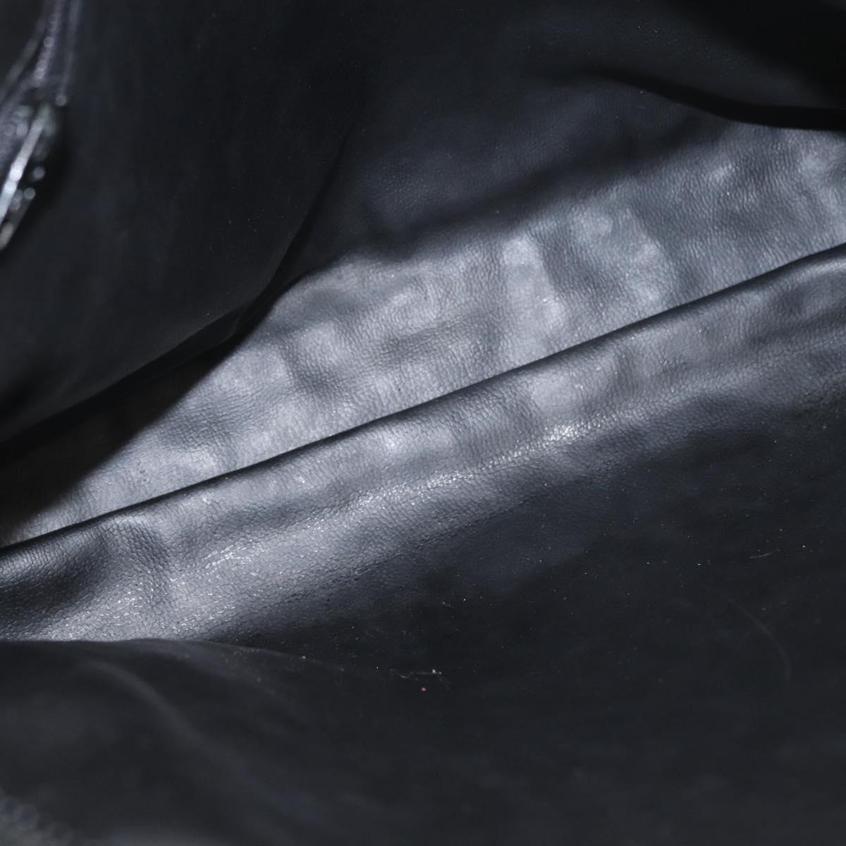 BALLY Chain Shoulder Bag Leather Black Gold Auth 171355