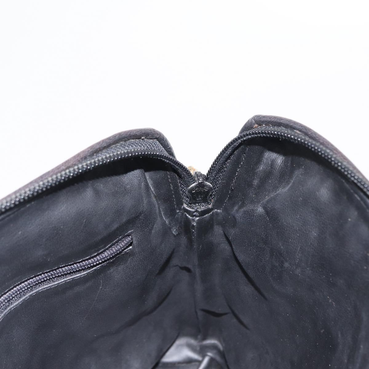 BALLY Chain Shoulder Bag Leather Black Gold Auth 171355