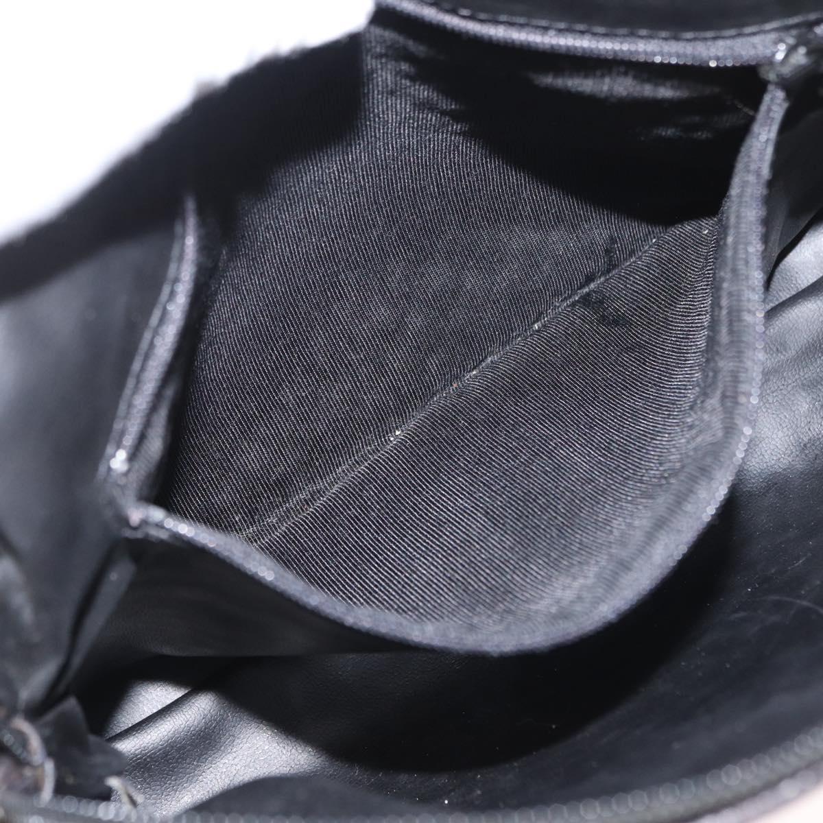 BALLY Chain Shoulder Bag Leather Black Gold Auth 171355