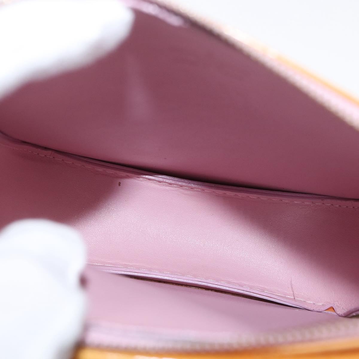 LOUIS VUITTON Monogram Vernis Motto Pouch Rose Florentin M91034 LV Auth 171356