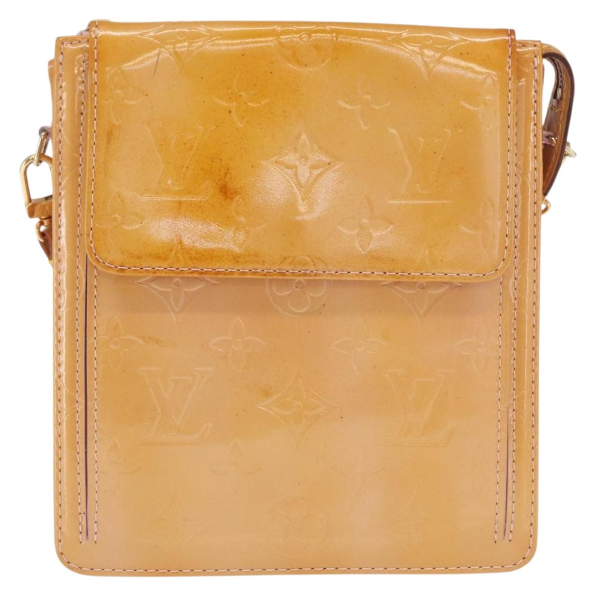 LOUIS VUITTON Monogram Vernis Motto Pouch Rose Florentin M91034 LV Auth 171356
