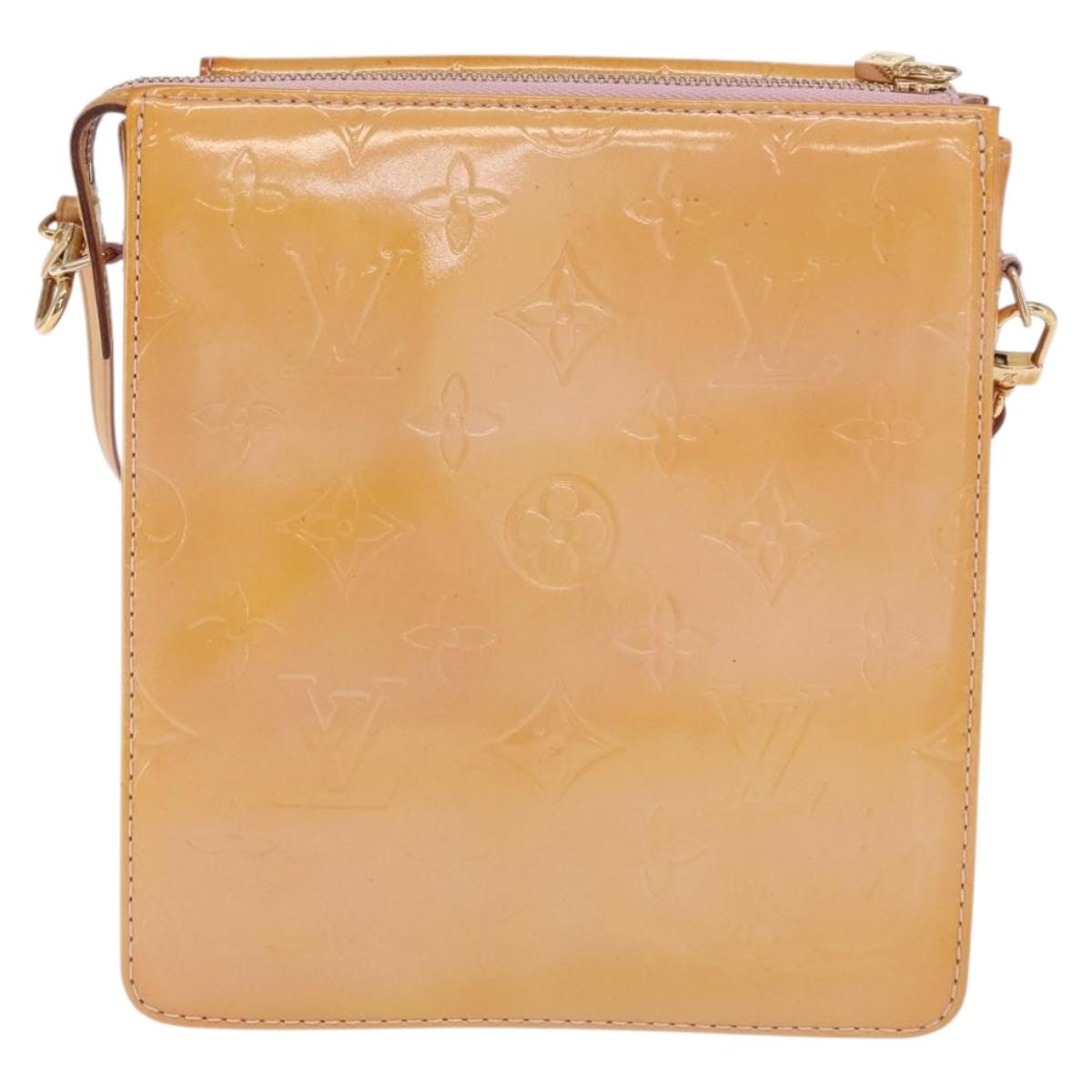 LOUIS VUITTON Monogram Vernis Motto Pouch Rose Florentin M91034 LV Auth 171356