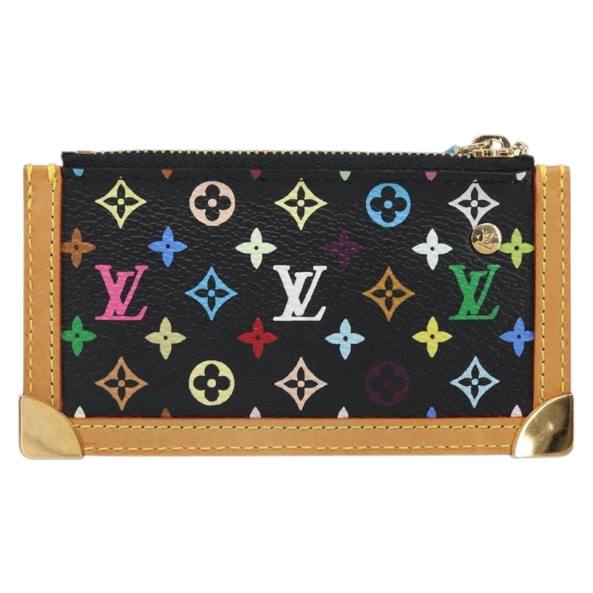 LOUIS VUITTON Multicolor Pochette Cles Coin Purse Black M13664 LV Auth 171366SAV