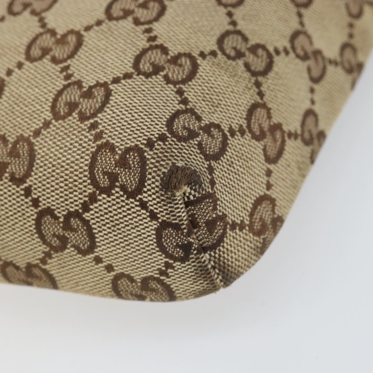GUCCI GG Canvas Shoulder Bag Beige Silver 145865 Auth 171368