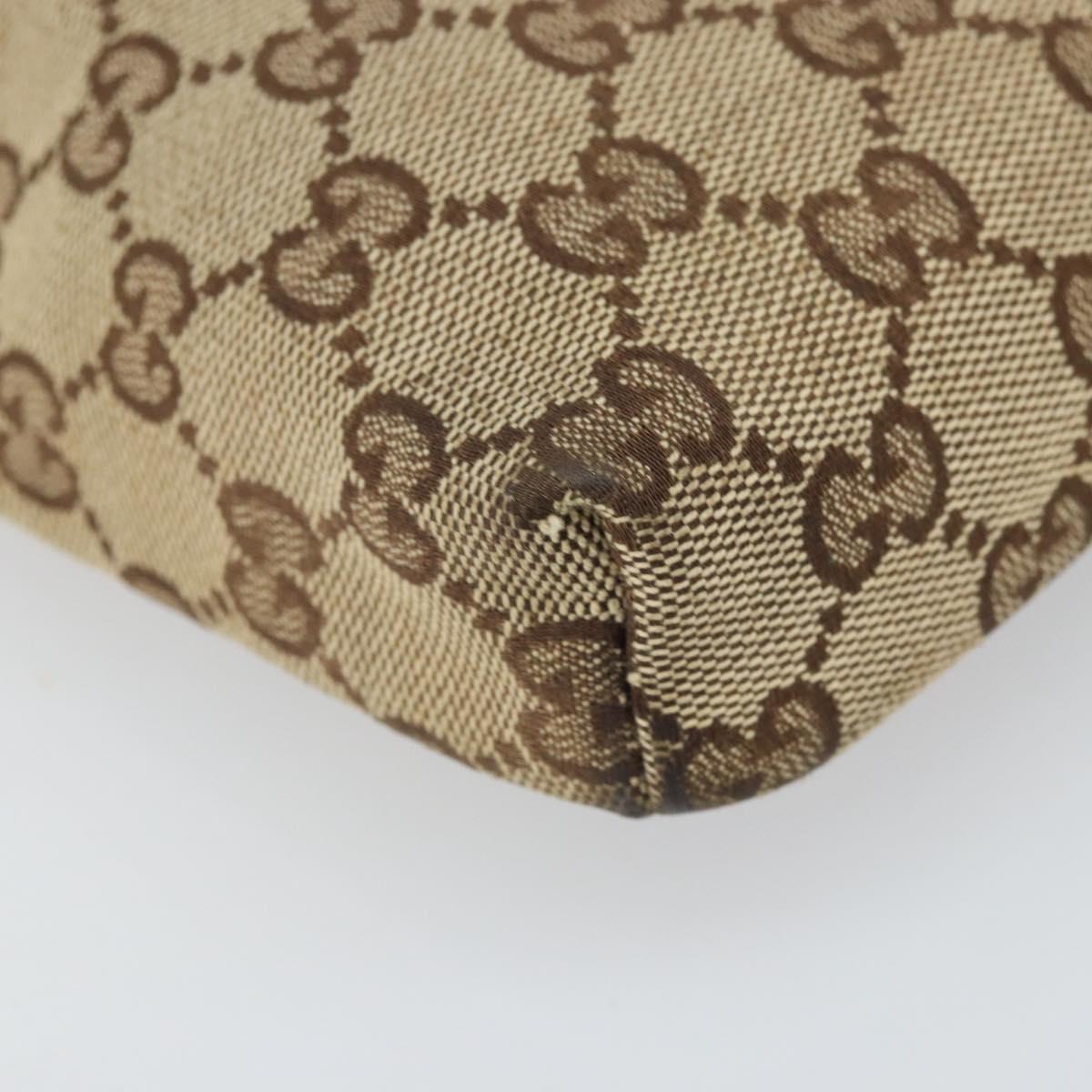 GUCCI GG Canvas Shoulder Bag Beige Silver 145865 Auth 171368