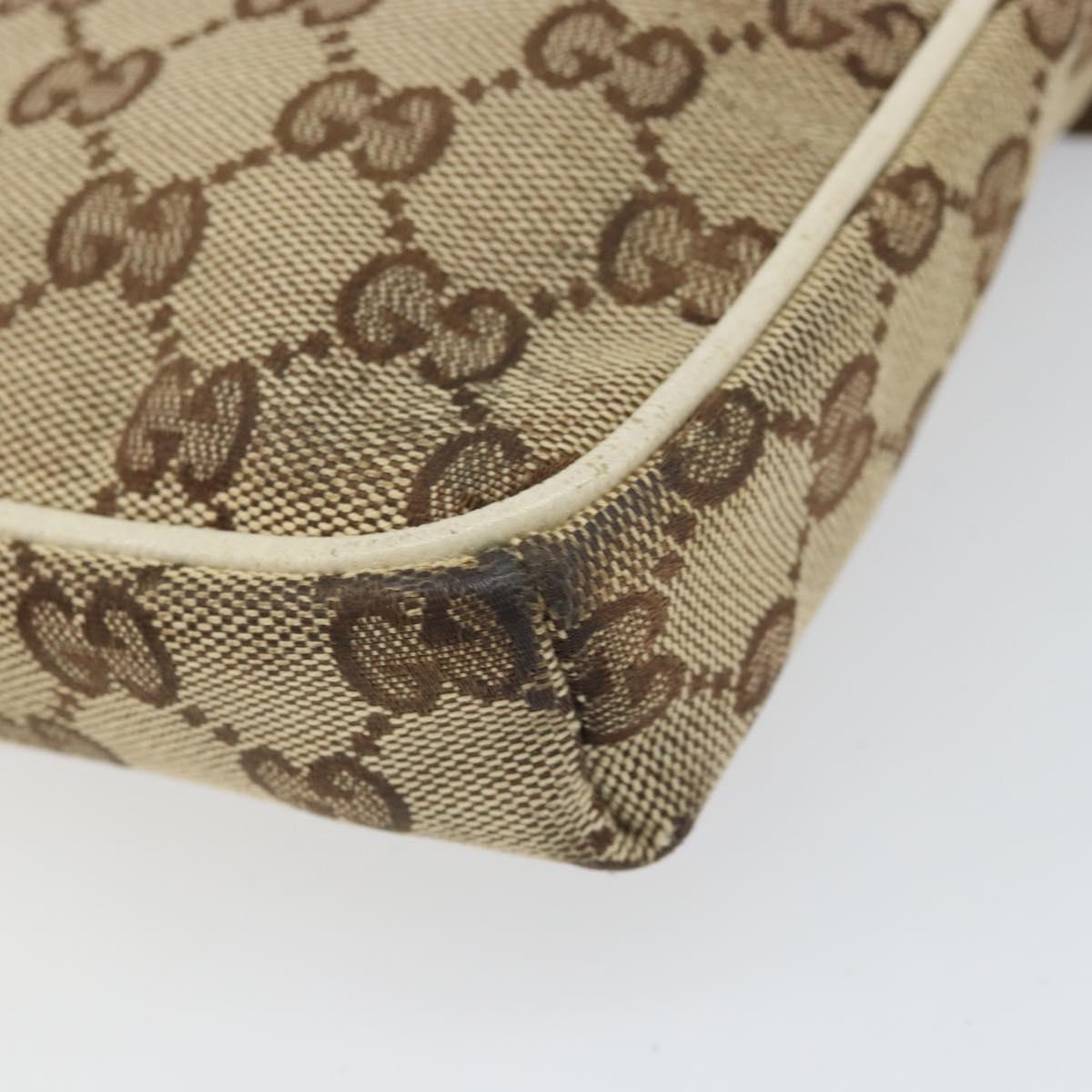 GUCCI GG Canvas Shoulder Bag Beige Silver 145865 Auth 171368