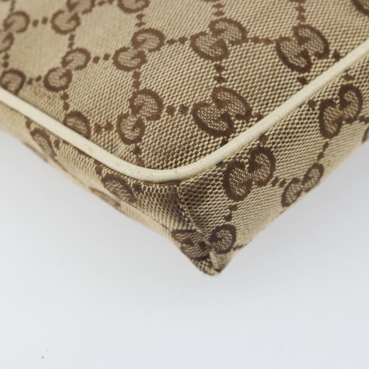 GUCCI GG Canvas Shoulder Bag Beige Silver 145865 Auth 171368