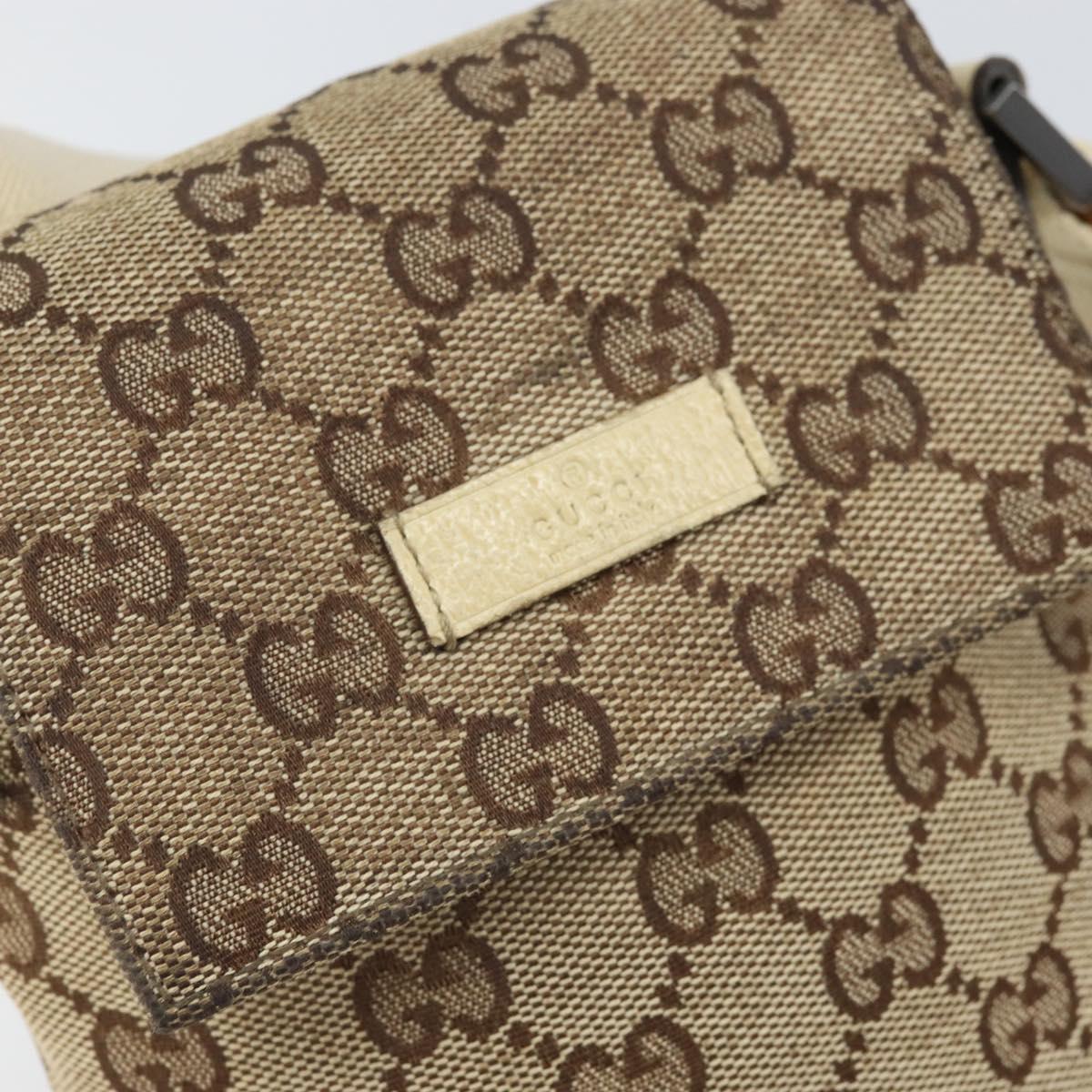 GUCCI GG Canvas Shoulder Bag Beige Silver 145865 Auth 171368